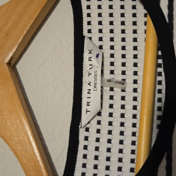 Trina Turk Striped Black and White Women's Flutter Mini Casual Summer Dress - Picture 3 of 6